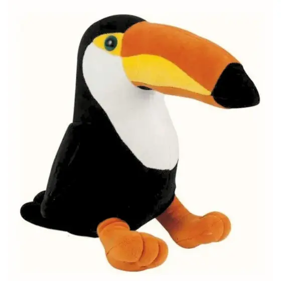 Tucano de Pelúcia Safari 21 cm Decoração Quarto Festa Infantil Adulto Aves Fofas Brinquedo Menino e Menina