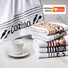 Kit com 03, 05 ou 10 Toalhas Louça Cozinha Copa 100%Algodão Macio Grosso Pano Prato Alta Absorção