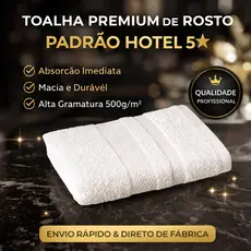 01 Toalha de Rosto Luxo Hotel Padrão 5 Estrelas Macia Alta Absorção 500g/m²