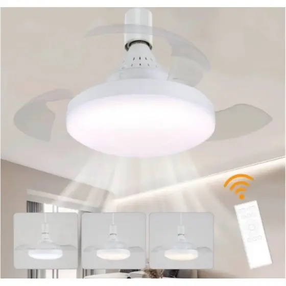 Ventilador de Teto Silencioso Econômico com Lâmpada Led 3 Cores Modos Timer Controle Remoto