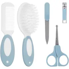 Kit Higiene Cuidados Bebê Tesoura Cortador Escova Pente Recém Nascido Buba