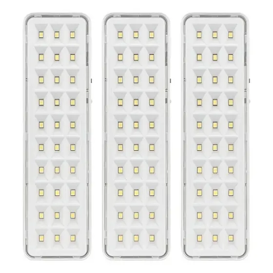 Kit Luminária Emergência Lâmpada 30 Leds Recarregável Bivolt Luz Branca Fria 6500K