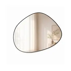 Espelho Pinterest Decorativo Orgânico Moldura Couro Sala Hall Quarto Banheiro Suporte 44x64cm Nuvem