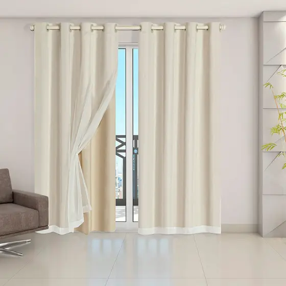 Cortina Veda Luz Blecaute Blackout  PVC Com Tecido Voil Para Porta e Janela