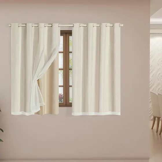 Cortina Corta Luz Blackout Com Tecido Voil 2,80 X 1,60