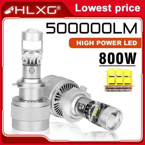 Lâmpada Projetora H4 H11 Mini Bi LED Projetor 500000LM Lâmpadas Para Faróis De Carro Canbus H8 H9 9005 9006 HB3 HB4 Nevoeiro 12V HLXG