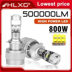 Lâmpada Projetora H4 H11 Mini Bi LED Projetor 500000LM Lâmpadas Para Faróis De Carro Canbus H8 H9 9005 9006 HB3 HB4 Nevoeiro 12V HLXG