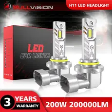 Bullvisão 2PCS 200W 200000LM H11 H4 H7 9005 9006 H1 Carro LED Farol HIR2 HB3 HB4 Do Canbus Ventilador 6000K