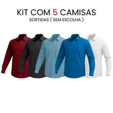 Kit 5 Camisa Masculina Social Cores Sortidas Camisa Social Manga Longa Cores Aleatórias Camiseta Social Com Bolso