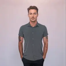 Camisas De Botão Masculina Manga Curta Slim Plus Size