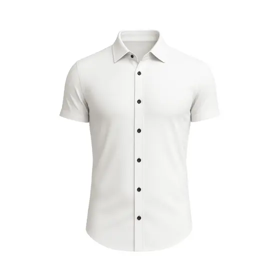 Camisa Social Social Manga Curta Slim Elegante Microleve Microleve Elastano Slim Fit
