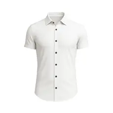 Camisa Social Social Manga Curta Slim Elegante Microleve Microleve Elastano Slim Fit