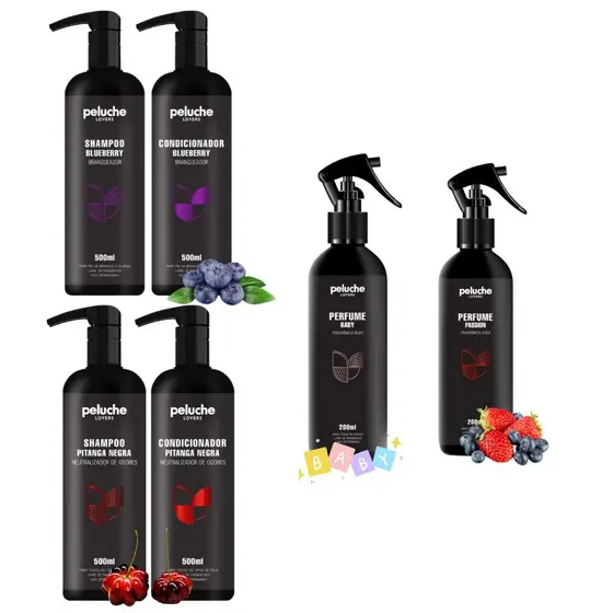 Shampoo e Condicionador para Cachorro, Gatos e Cães Com Perfume - Peluche 500ML