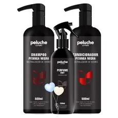 Kit Shampoo Condicionador Perfume Baby Peluche Pitanga Negra Para Cachorro Cães Gatos 500ml Pet