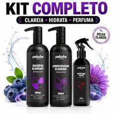 Kit Banho Pet Blueberry Branqueador Perfume Passion Peluche Para Cães Gatos Pelos Claros Premium