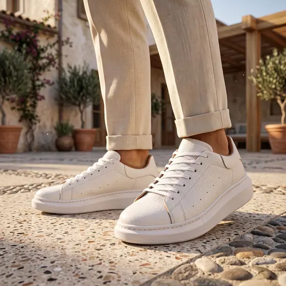Tênis Masculino Couro Legítimo Premium Estiloso Confort Linha Elite Calçado Urbano Passeio Luxo Chic