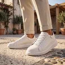 Tênis Masculino Couro Legítimo Premium Estiloso Confort Linha Elite Calçado Urbano Passeio Luxo Chic