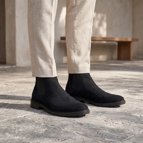 Bota Chelsea Masculina Camurça Sintética Cano Curto Botina Casual Sapato Top Conforto Urbano Premium