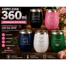 Kit 10 Copo Térmico 360ml Cuia Cores Personalizado Nome e Logo Aço Inox Brinde Festa Casamento Dia dos Professores