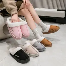 Pantufa Chinelo Pelúcia Inverno Adultos Solado Alto Borracha