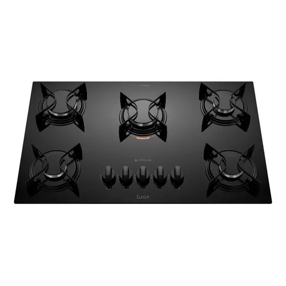Cooktop 5 Bocas Preto com Mesa de Vidro Atlas U Top