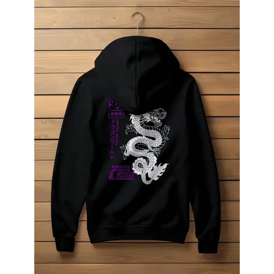 Moletom Flanelado Blusa Dragão Moda Chines Dragon World Casaco Unissex Lançamento Streetwear