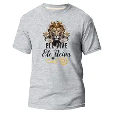 Camiseta Básica 100% Algodão Cristão Evangelico Gospel Estampa Religiosa Ele Vive Ele Reina Envio Rapido