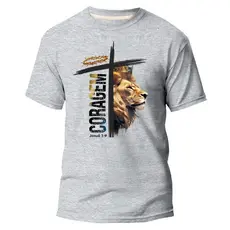 Camiseta Básica 100% Algodão Cristão Estampa Religiosa Coroa e Leão Envio Imediato