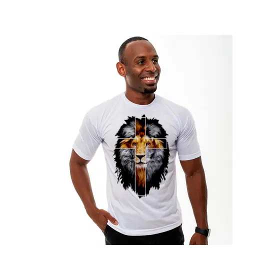 Camiseta Evangelica Leão de Juda 100% Algodão Estampa Religiosa Envio Imediato