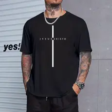 Camiseta 100% Algodão Estampa Jesus Cristo em Cruz Lançamento Religiosa