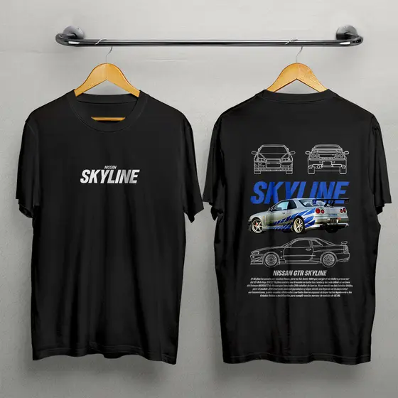 Camiseta 100% Algodão Estampa Carro Skyline Lançamento Carro