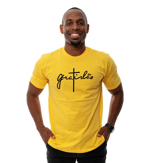 Camiseta 100% Algodâo Estampa Gratidão Lançamento Religiosa