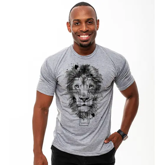 Camiseta 100% Algodão Estamapa Cruz Leão Lançamento Religiosa