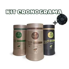 Kit Cronograma Haskell 900g Mant. Nutritiva Murumuru, Hidratação Mandioca, Reconstrução Cavalo Forte