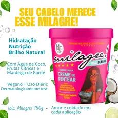 Creme de Pentear Lola Milagre 450g | Vegano | Hidrata, Nutre e Dá Brilho – Original