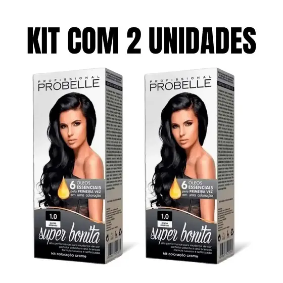 Kit 2 Colorações Super Bonita Probelle 1.0 Preto Intenso - 50g