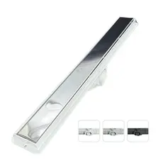 Ralo Oculto Inox Moderno Guvi 50cm/70cm/80cm/90cm/100cm Anti Inseto não retorna cheiro, banheiro cola piso ou oculto