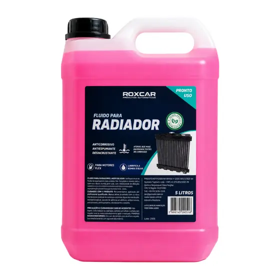 Aditivo Fluido para Radiador Rosa 5L Anticorrosivo Orgânico Sistema de Arrefecimentos e Radiadores Roxcar