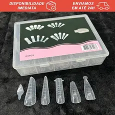 Molde F1 120 Unidades c/ 4 Modelos + Adesivo Francesa Reversa | Tips Para Alongamento de Unhas Gel Fibra Acrigel