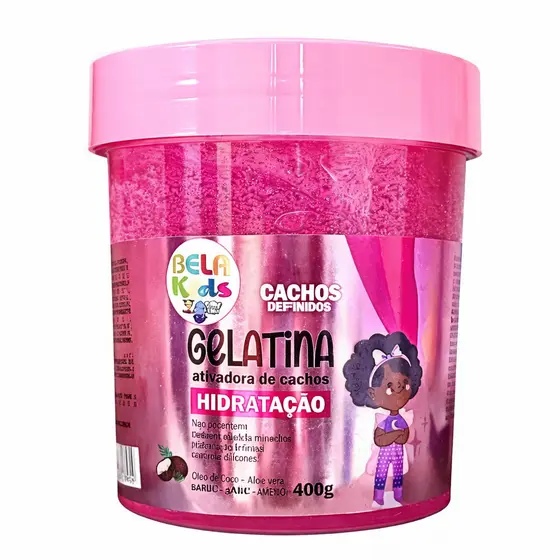 Gelatina Ativadora de Cachos Infantil Bela Kids 400g 💖 Hidratação com Óleo de Coco e Aloe Vera | Definição e Brilho