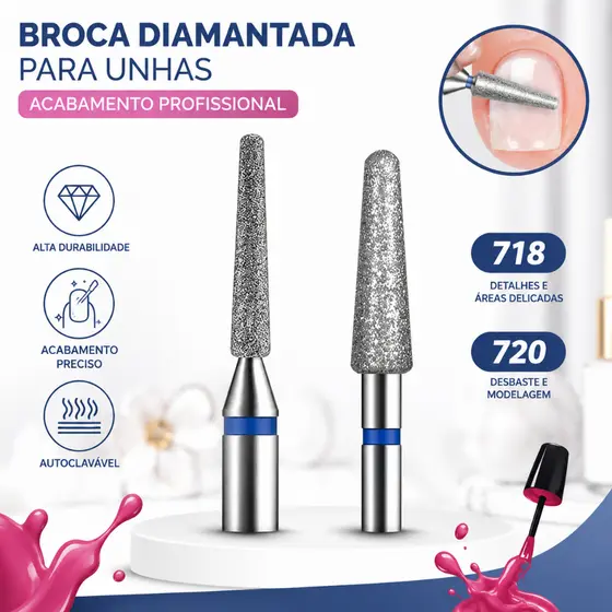 Brocas Diamantada 718 720 Cutícula Unha Motor Kit Brocas
