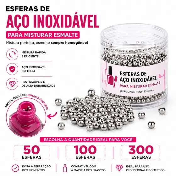 Esferas de Aço Inoxidável para Misturar Esmalte | Agitador para Frascos de Esmalte
