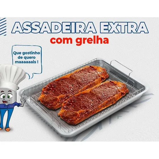 Assadeira Retangular Extra Alta Com Grelha Em Aluminio If35