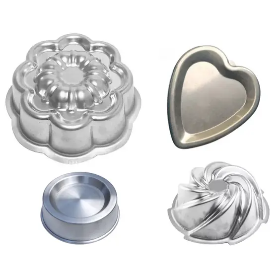 Kit De 4 Formas Com 1 Forma Ballerine Redonda + 1 Forma Coração Ballerine + 1 Forma Margarida Ballerine + 1 Forma Vulcão Espiral Aluminio IGH89