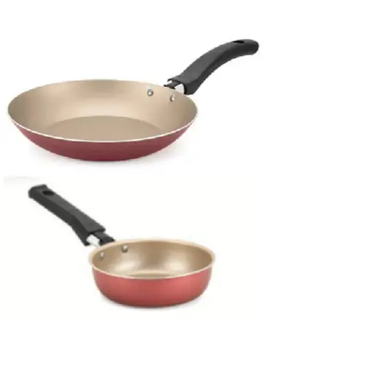 Kit Com Frigideira Ovo Tamanho 14 E Frigideira Francesa Tamanho 18 Alumínio Com Antiaderente Teflon Cherry Cream Cereja E Bege