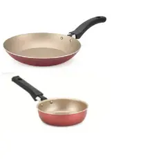 Kit Com Frigideira Ovo Tamanho 14 E Frigideira Francesa Tamanho 18 Alumínio Com Antiaderente Teflon Cherry Cream Cereja E Bege