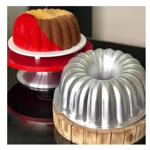 Kit De 2 Forma Assadeira Bolo Gomado Gelatina Torta Suiça Pudim Manjar Alumínio Premium IG79