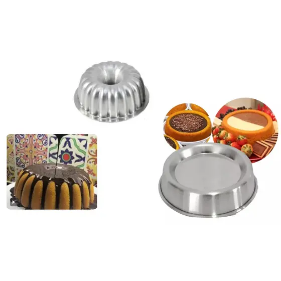 Kit 4 Formas Bolo Decorado Assadeira Bolo de Novela Ballerine Redonda Piscina Pool Gomada Suiça