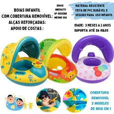 Boia infantil Boia com cobertura para bebê Barquinho inflável BOIA CARRINHO CRIANÇA BOIA COM BUZINA