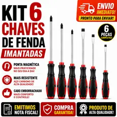 JOGO DE CHAVES 6 PEÇAS FENDA PHILIPS KIT COM SEIS CHAVES PHILLIP DE FERRAMENTAS DE PRECISÃO MAGNETIZADA ELETRICISTA AÇO
